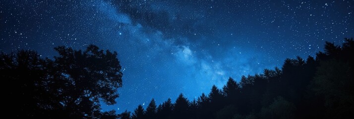 Night sky with many stars. Milky Way background. Banner