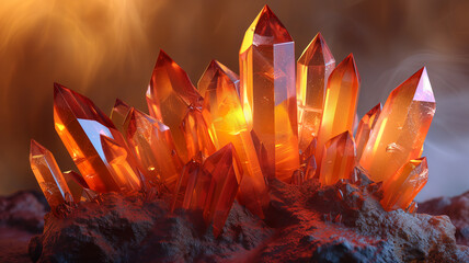 a plate of glowing orange crystals