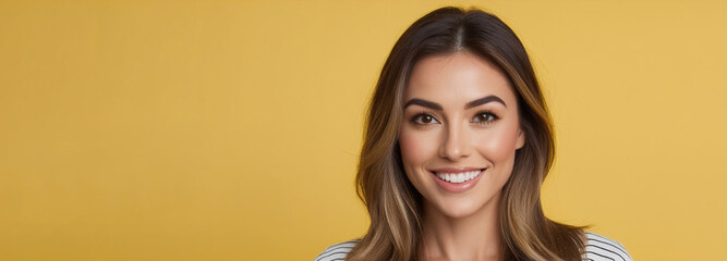 Fototapeta premium Beautiful good woman nice fashion half body eye contact and space for design