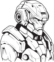 Neon Nexus Vector Iconic Cyborg Coloring Page Circuitry Canvas Futuristic Syborg Design Logo