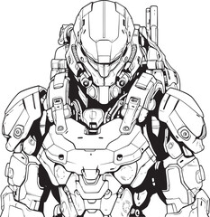 Fototapeta premium Future Flux Coloring Page Element of Syborg Design Metallic Harmony Syborg Line Art Logo Vector