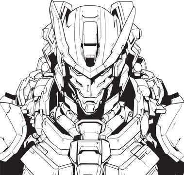 Cybernetic Dreams Futuristic Line Art for Coloring Pages Digital Delight Vector Logo Design of Syborg Line Art