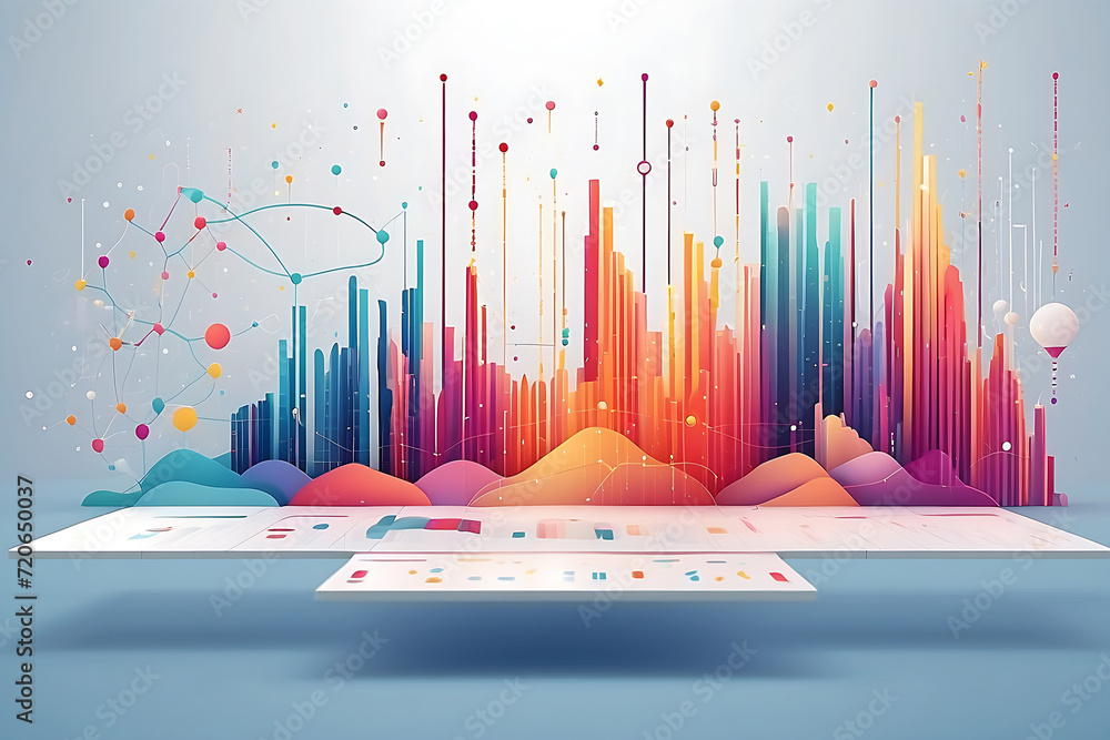 Fototapete the latest data visualization, data science and visual management design concept