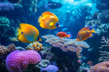 Colorful Fishes in a Tropical Aquarium