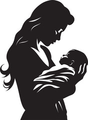 Motherly Warmth Vector Logo Design for Mother and Baby Loves Cradle Icon of Mother Holding Baby in Vector