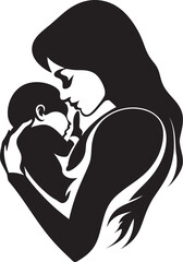 Loves Embrace Logo Design with Mother Holding Infant Tender Harmony Vector Icon of Motherhood