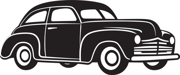 Classic Cruise Vintage Car Doodle Line Art Vector Icon Nostalgic Journey Emblematic Element of Retro Car Design