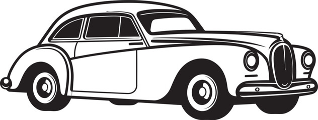 Artistic Autonomy Iconic Vector Element of Antique Car Rolling Reminiscence Vintage Car Doodle Emblem