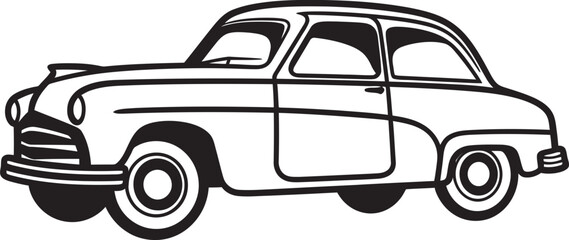 Rolling Reminiscence Vintage Car Doodle Emblem Hand Drawn Horsepower Vector Icon for Classic Car Doodle