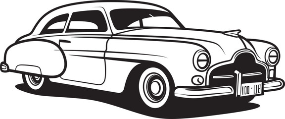 Whimsical Wheels Iconic Vector Design for Doodle Line Art Yesteryears Charm Vector Logo of Vintage Car Doodle