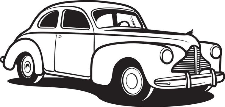 Artistic Autocraft Vector Logo of Antique Car Doodle Retro Rhapsody Iconic Element of Vintage Car Doodle