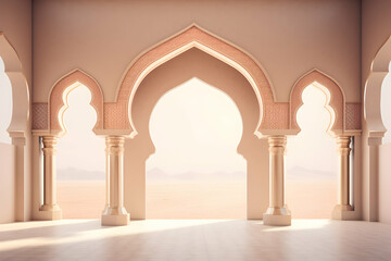 Mosque Islamic background with empty space for design Ramadan kareem post design