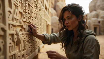 A woman restores hyroglyphs in Egypt