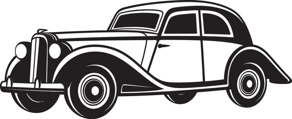 Yesteryears Charm Vector Icon for Vintage Car Doodle Retro Roadtrip Doodle Line Art Emblematic Design
