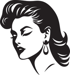 Radiant Allure Emblematic Element for Beauty Sculpted Sophistication Womans Face Vector Design