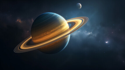 saturn in the starry night sky