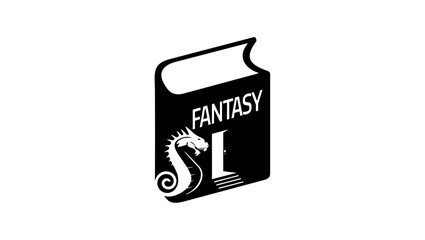 Fantasy Fiction book sign, black isolated silhouette