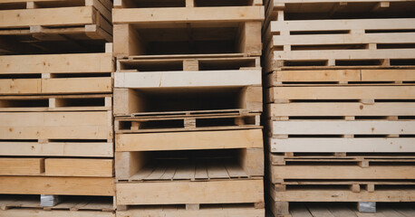 An isolated wooden pallet, a standard in warehouse and transportation, showcasing simplicity against a clean white background.