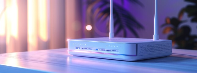 High speed technology router for fast internet connection in home. AI generated image