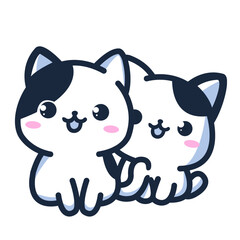 2 Cute cat simple vector or icon