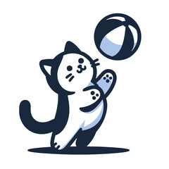 Cute cat playing with ball simple vector