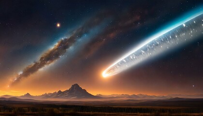 Cometa, asteroide cae, extinción dinosaurios, tierra 2 - obrazy, fototapety, plakaty