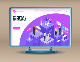 Concept of digital technology. Isometric vector illustration.