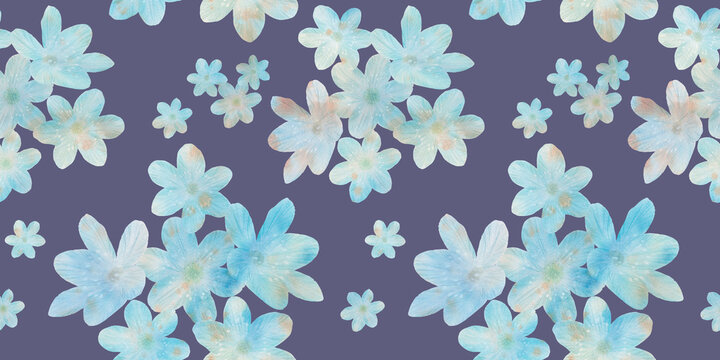 abstract simple raster large flowers all over design with purple background illustration digital image for clothing or paper motif