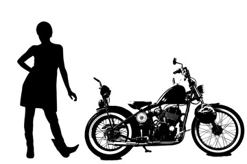 woman body expression biker position fashion silhouette illustration image vector mockup image
