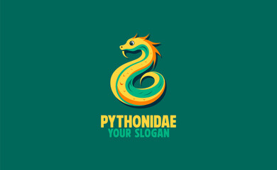 Python Snake Logo, Vintage Reptile Design, Premium Vector Template