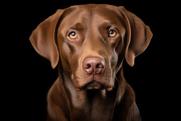 chocolate Labrador retriever, portrait of a pet. adult dog.