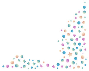 Stars and circles corner particles. Vector illustration.	