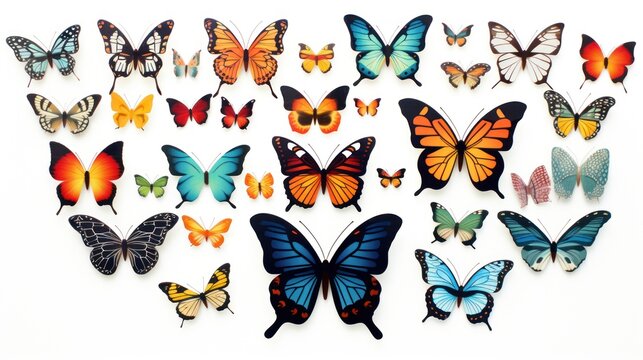 Nature-inspired drawing captures the essence of summer with a diverse array of butterflies in vibrant hues.