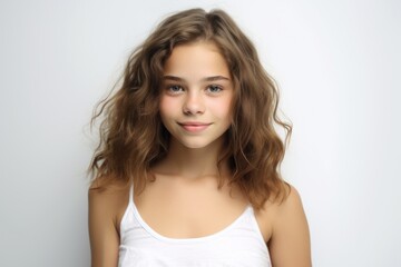 Innocent charm: a young girl with long hair, radiating natural beauty.