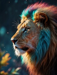 Mythical Rainbow Lion Animal