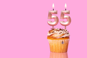 Birthday Cake With Candle Number 55