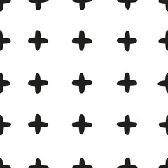 Scandinavian monochrome cross stitch, seamless pattern scrapbook paper design, black vector icon doodle