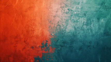 Red-orange and blue-green grunge banner background. PowerPoint and business background.