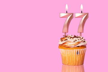Birthday Cake With Candle Number 77
