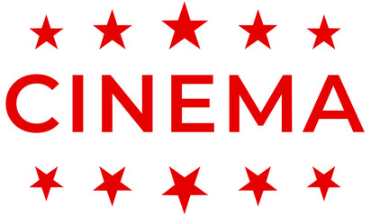 Cinema icon with red stars on transparent background