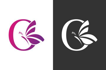 Fototapeta premium illustration butterfly logo design with letter o concept