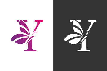 illustration butterfly logo design with letter y concept