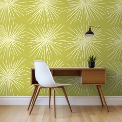 Chartreuse striking artwork featuring a seamless pattern of stylized minimalist starburst