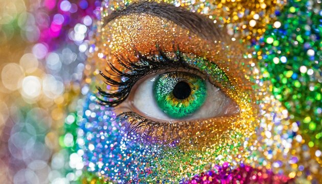mulher olhar maquiagem colorida festa, carnaval