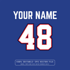 Jersey number, basketball team name, printable text effect, editable vector 48 jersey number	