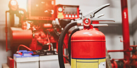 Engineer check fire suppression system,check fire extinguisher tank in the fire control room for safety
