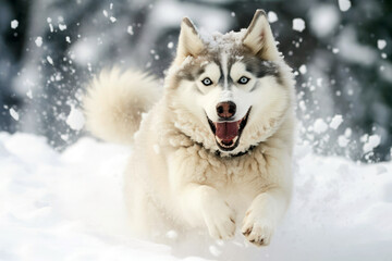 Fototapeta premium portrait of a happy husky dog in nature32