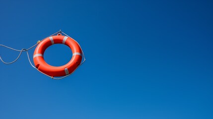 Floating Lifebuoy Against Clear Blue Sky