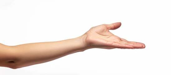Fototapeta premium Expressive Women's Hand Gesturing to Tell Something, Isolated on White Background