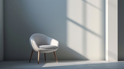 Modern Lounge Chair in Minimalist Setting with Shadows